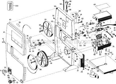Page A Diagram and Parts List for Type 1 Black and Decker Band Saw